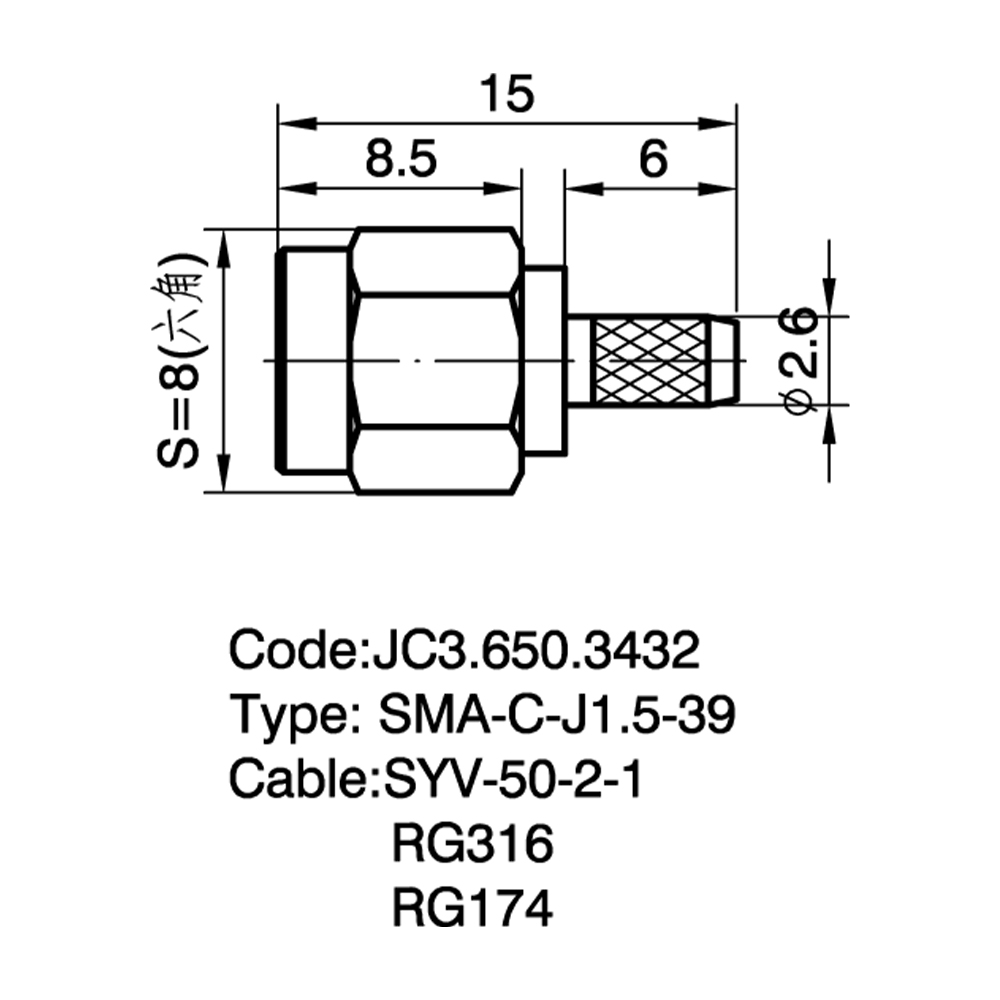 JC3.650.3432 SMA-C-J1.5-39