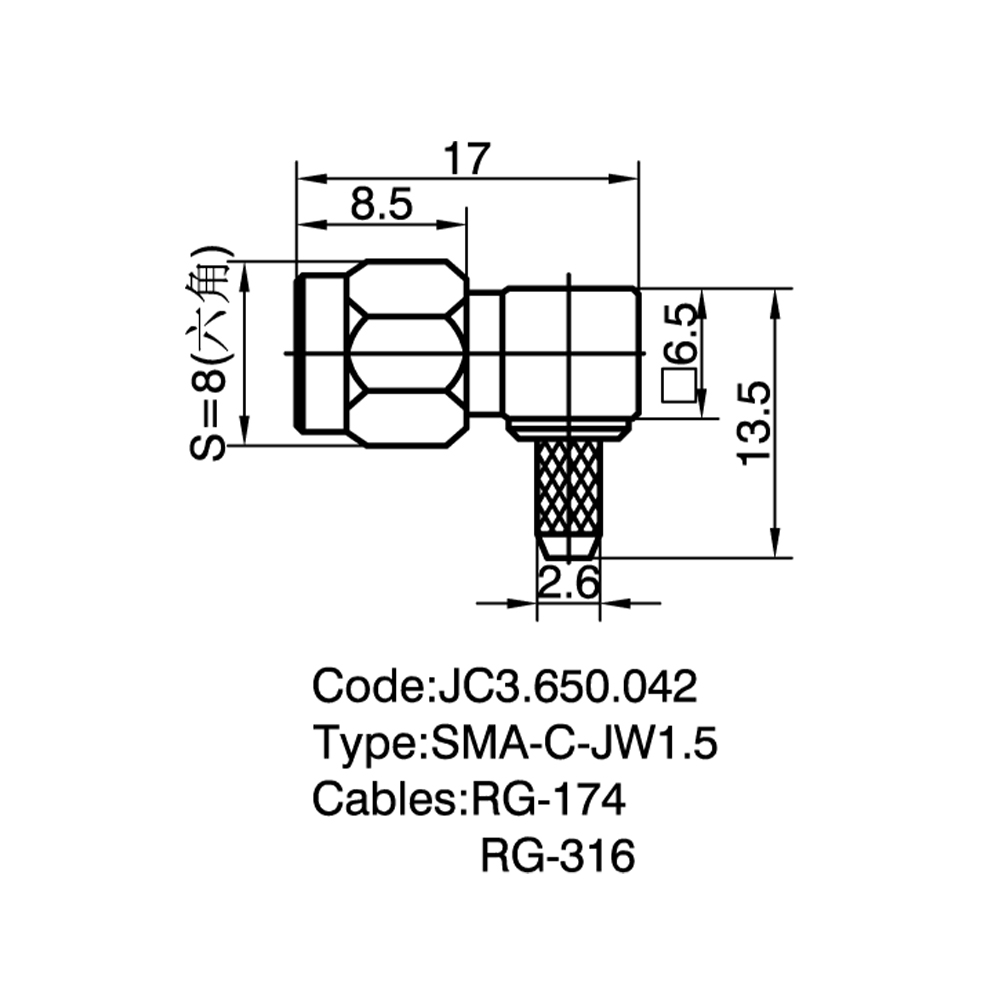 JC3.650.042 SMA-C-JW1.5（通用 1.0)