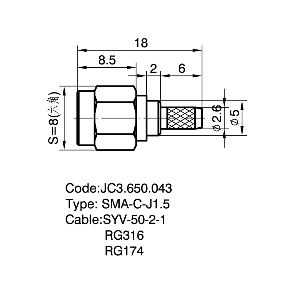 JC3.650.043 SMA-C-J1.5