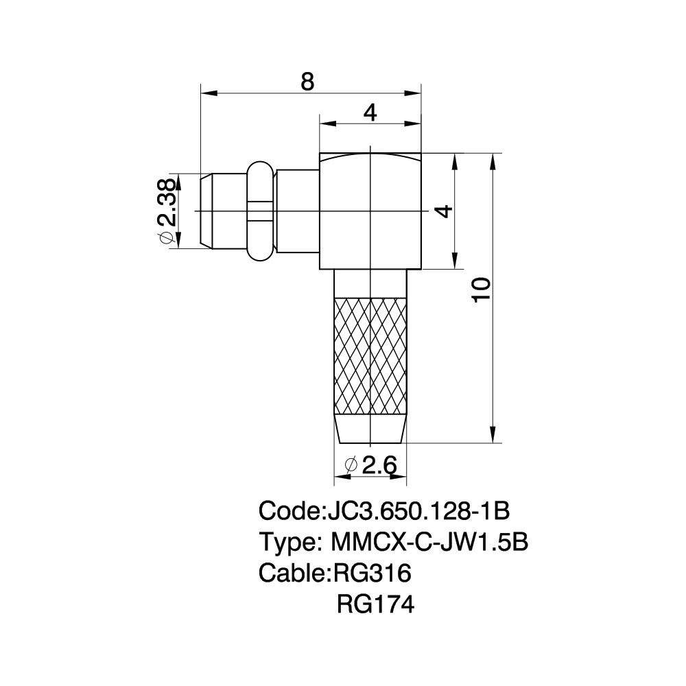 JC3.650.128-1B MMCX-C-JW1.5B