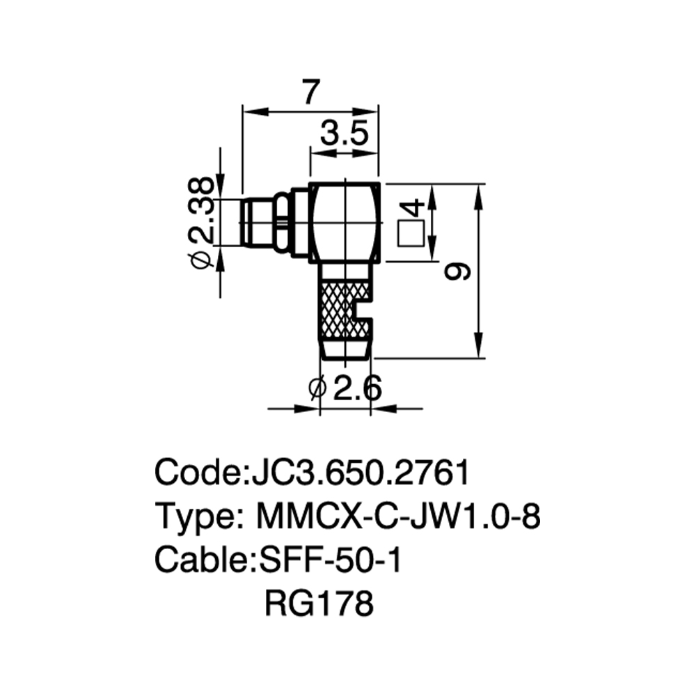 JC3.650.2761 MMCX-C-JW1.0-8