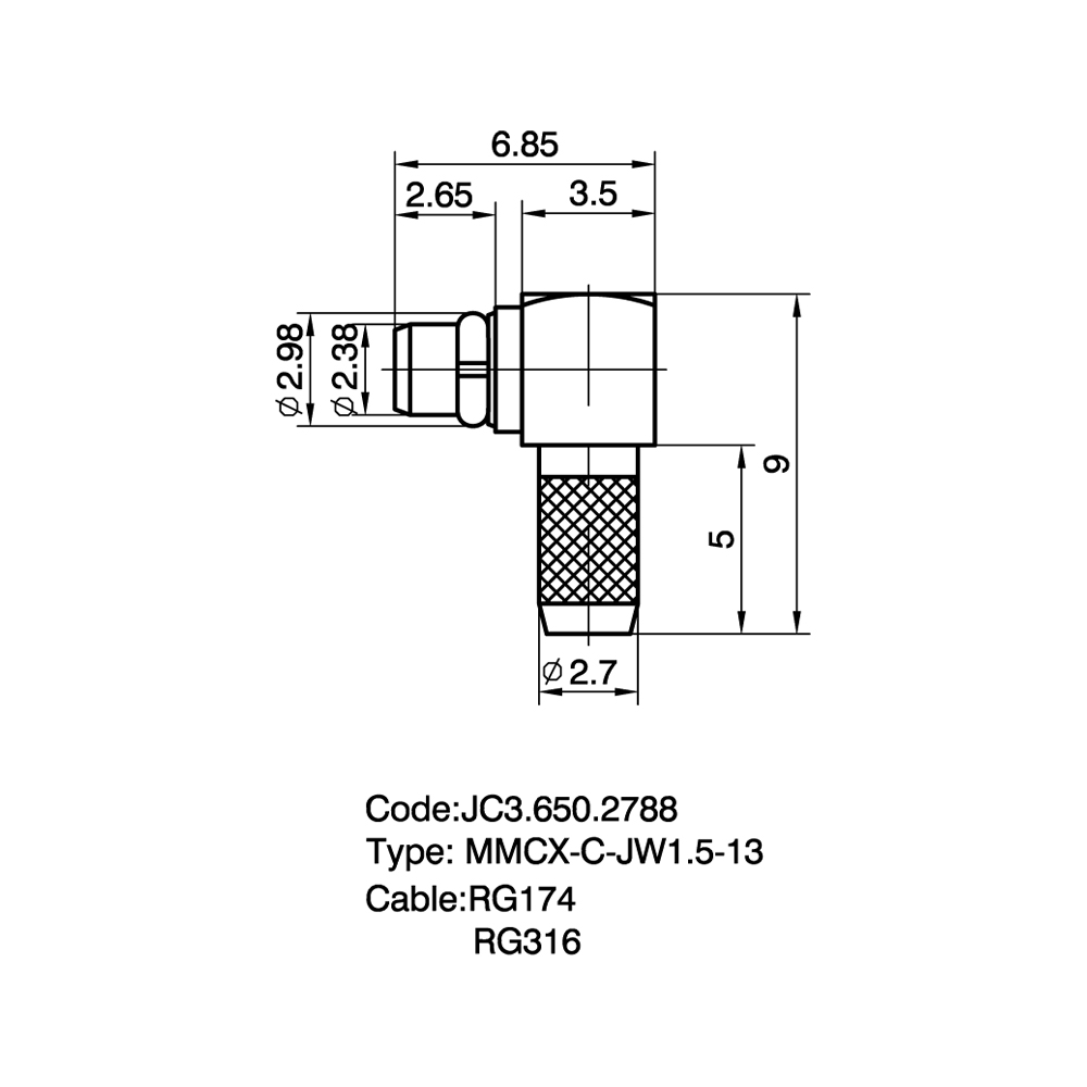 JC3.650.2788 MMCX-C-JW1.5-13