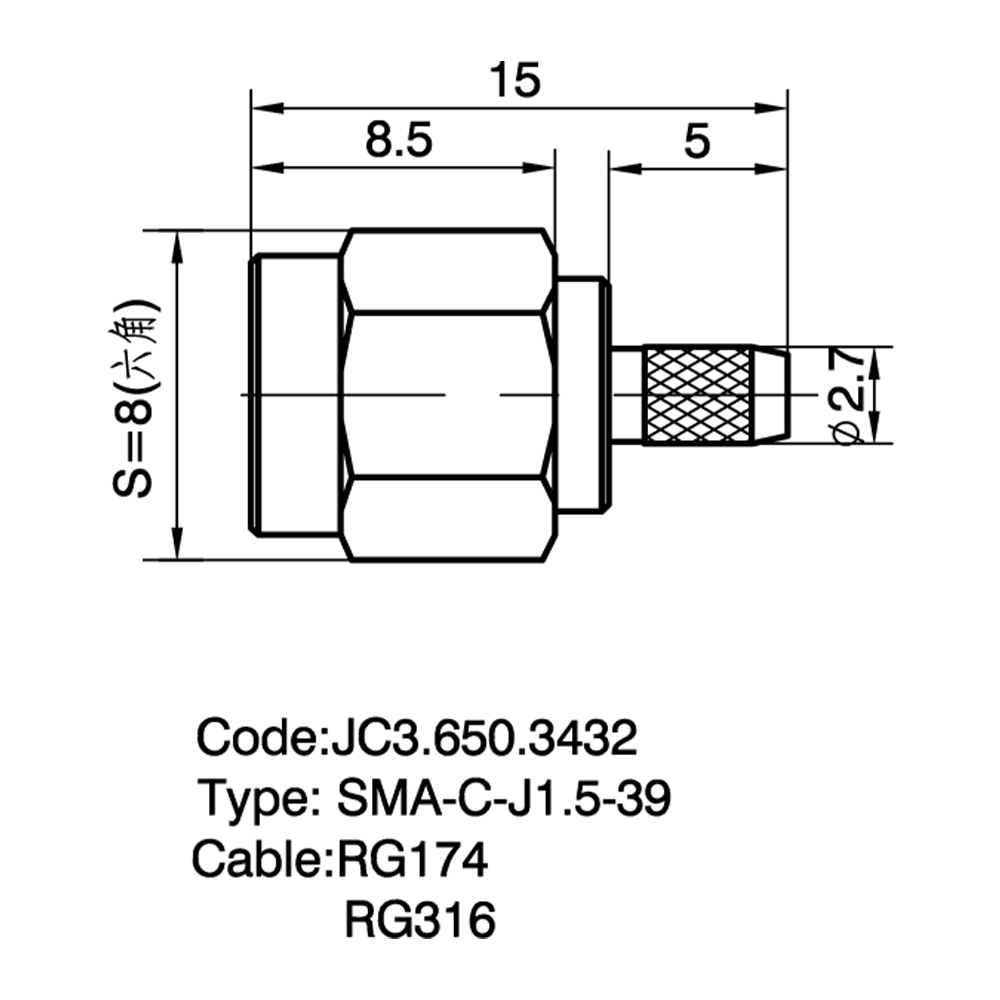 JC3.650.3432 SMA-C-J1.5-39