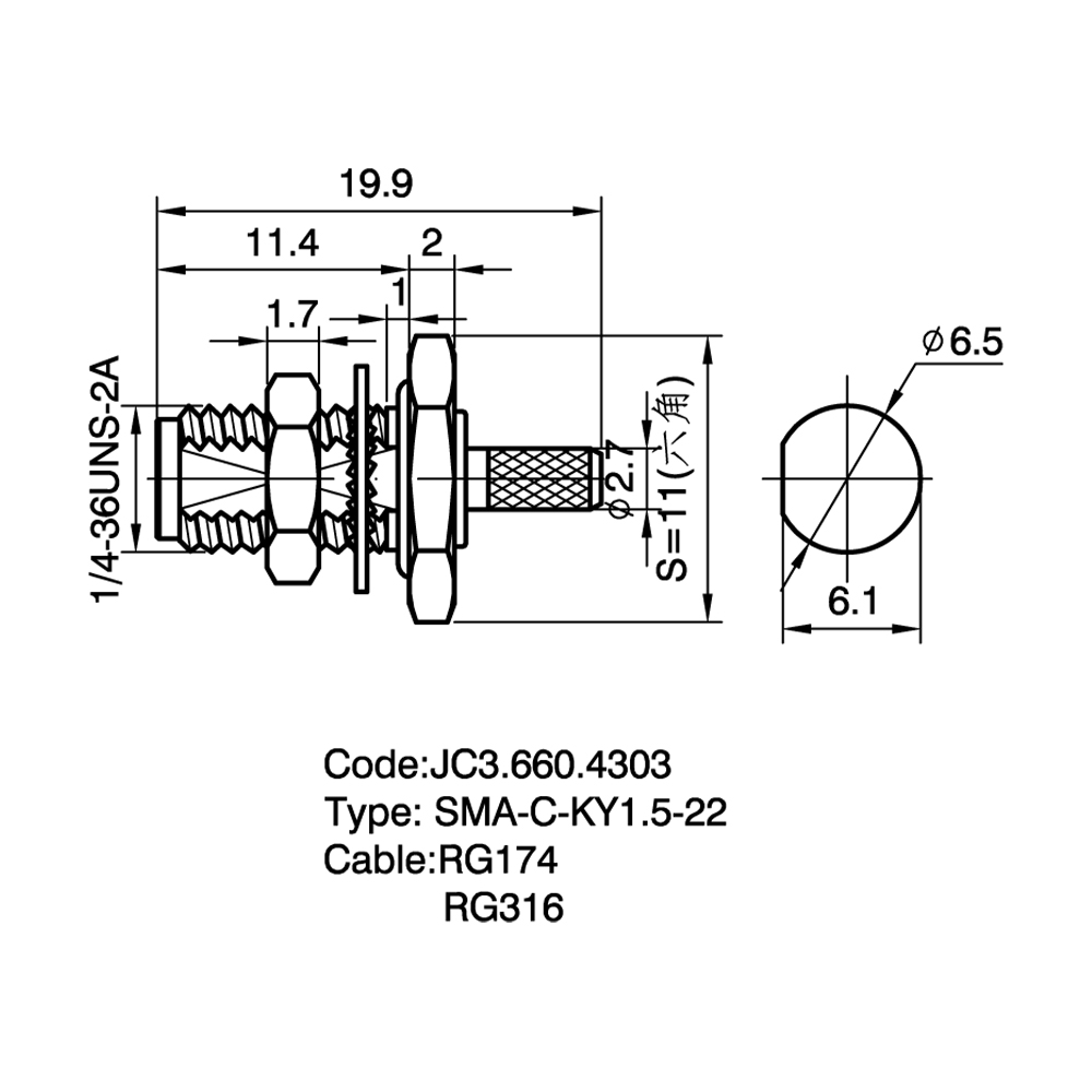 JC3.660.4303 SMA-C-KY1.5-22