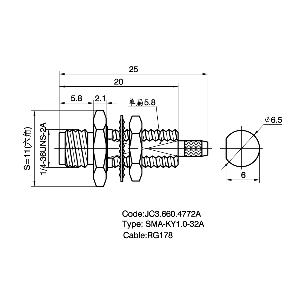 JC3.660.4772A SMA-KY1.0-32A