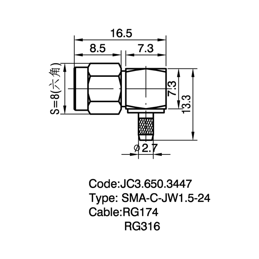 JC3.650.3447 SMA-C-JW1.5-24