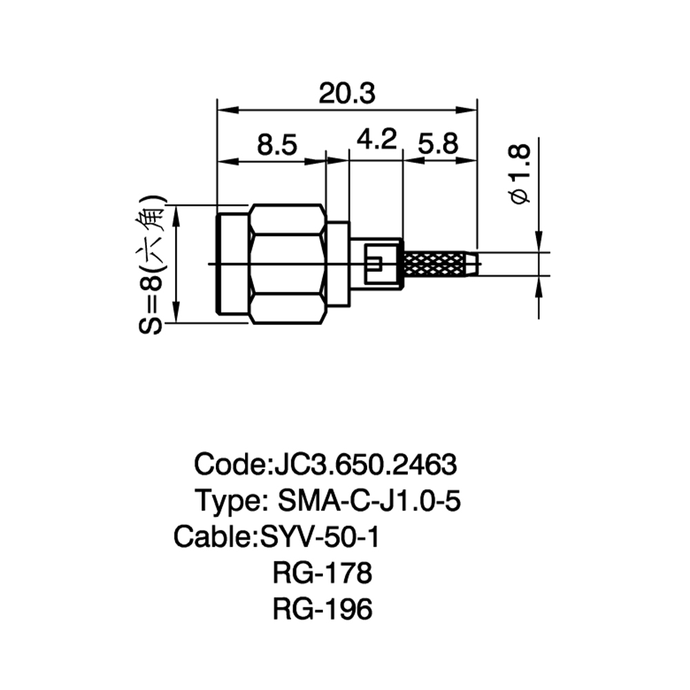 JC3.650.2463 SMA-C-J1.0-5