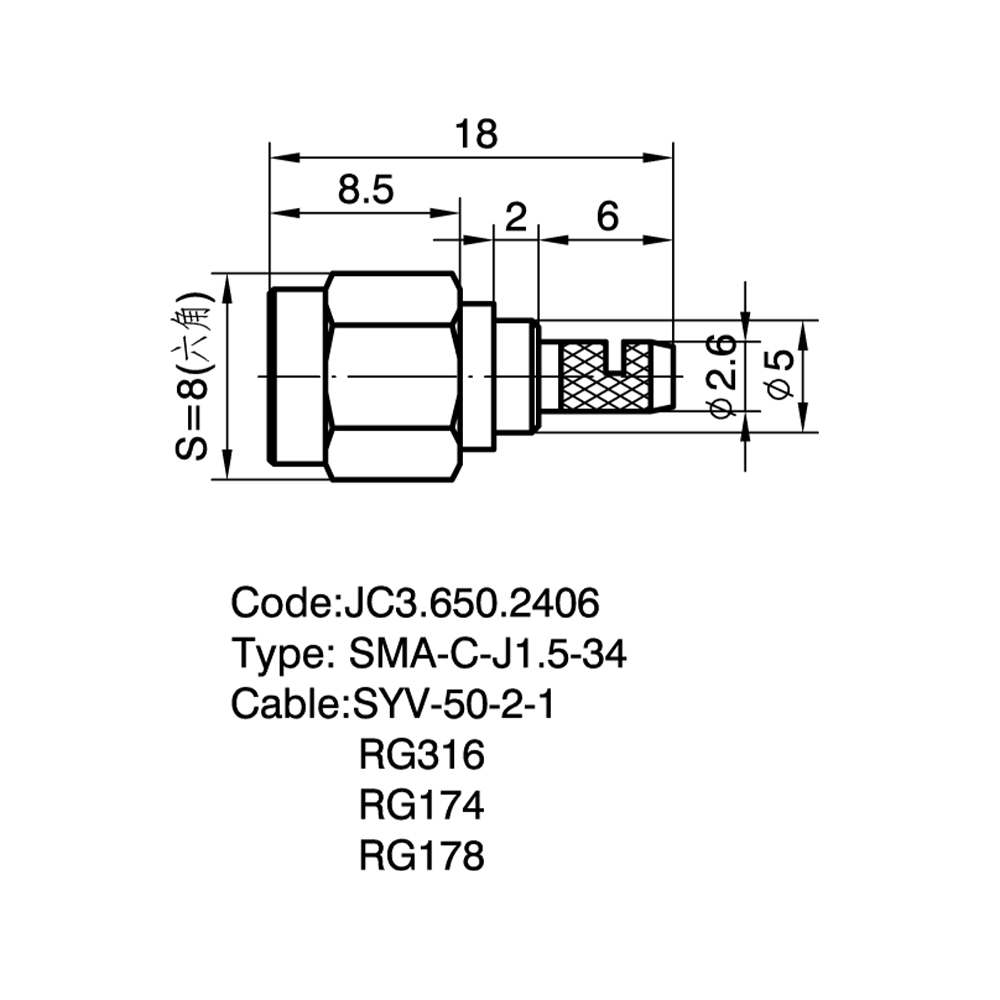 JC3.650.2406 SMA-C-J1.5-34